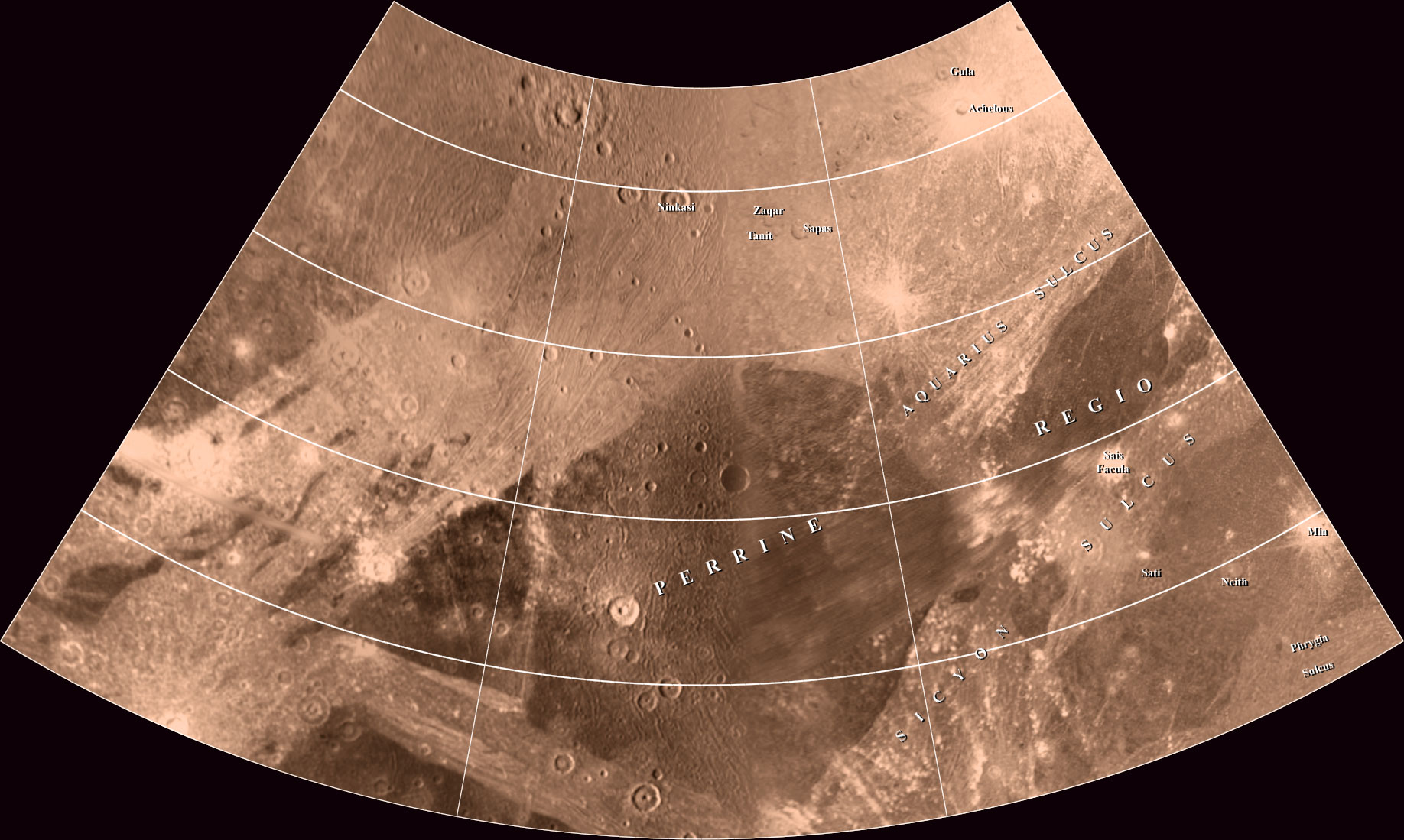 Mapa Ganymeda - Čtyřúhelník Perrine