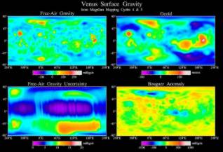 Mapa rozložení gravitace Venuše
